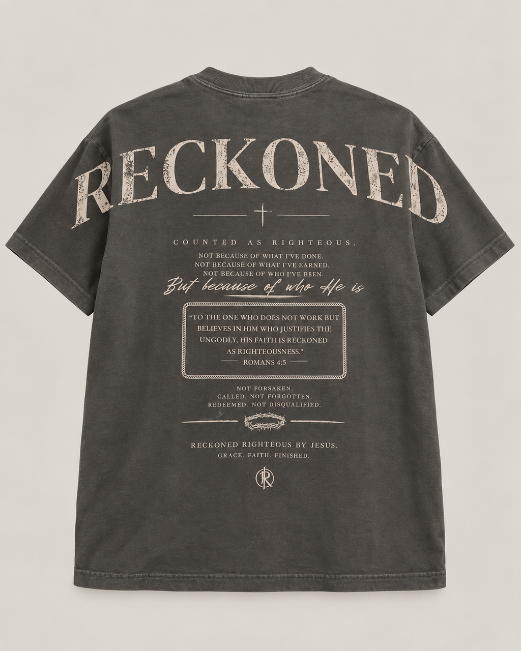 Manifesto Tee — Romans 4:5 Front
