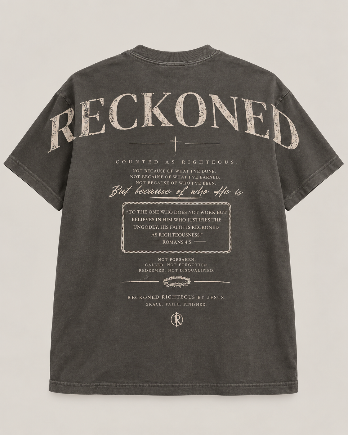 Manifesto Tee — Romans 4:5 Front